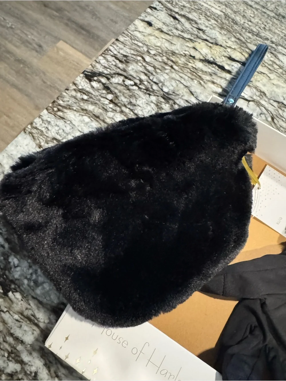 House of Harlow 1960 Black Faux Fur Gloves with Matching Wristlet